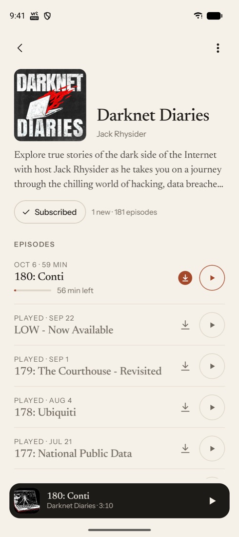 A show's page with its episodes
